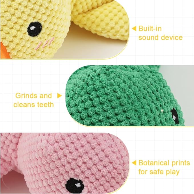 Dog Toys for Aggressive Chewers,2025 Upgraded Dog Chew Toys for Small Large Dogs,Indestructible Puppy Teething Toys,Plush Yellow Stuffed Duck Toy (Pink, Large)