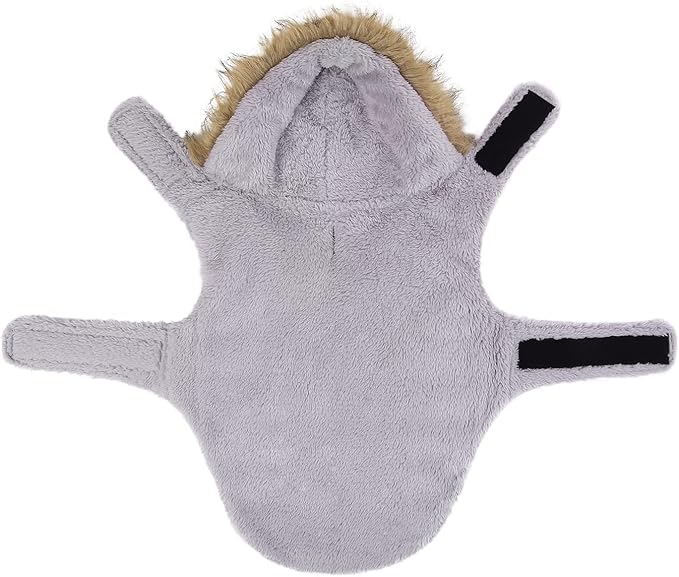 HDE Dog Puffer Jacket Fleece Lined Warm Dog Parka Winter Coat with Harness Hole Navy Retro Stripe - S