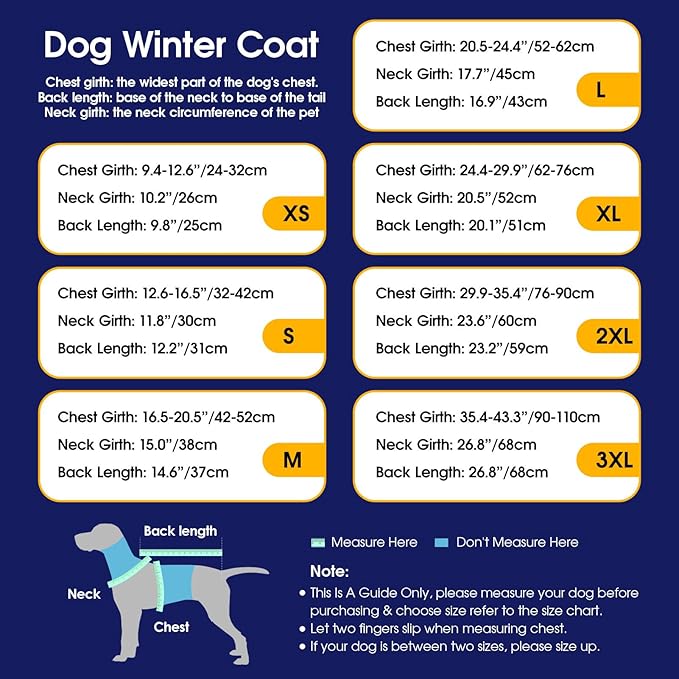 Dog Winter Coat Warm Padded Puppy Jacket Windproof Water Resistant Clothes for Small Medium Large Pets Christmas Sweater Outfit Vest(DarkBlue, XL)