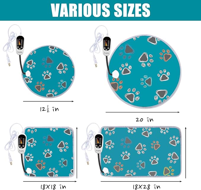 furrybaby Pet Heating Pad, Waterproof Dog Heating Pad Mat for Cat with Durable Anti-Bite Tube Indoor for Puppies Dogs Cats (1 Pack Green, 24 X 16in, Temp Adjustable)