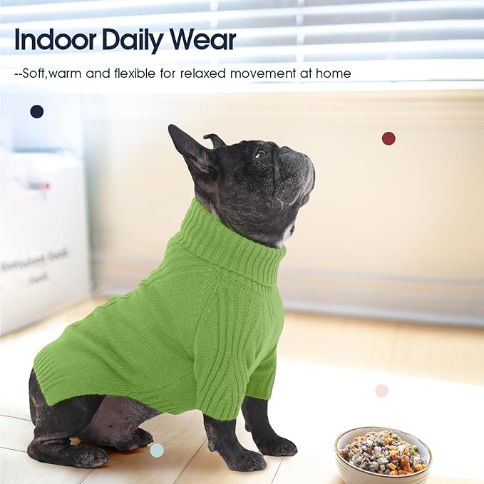 IECOii Extra Large Dog Sweater 4XL,Thermal Warm Dog Sweaters for Giant Breed Dogs,Turtleneck Knitted Knitwear for Pet Winter,Stretchy&Easy On Dogs Sweatshirt for Doberman,Great Dane(Grass green,XXXXL)