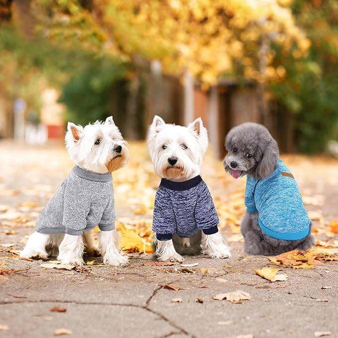 Idepet Pet Dog Classic Knitwear Sweater 3 Pcs, Fleece Coat for Small,Medium Dogs,Warm Pet Dog Cat Clothes,Soft Puppy Customes for Dog Grils Boys,X-Large