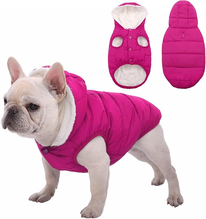 Windproof Waterproof Dog Coat Fleece & Cotton Lined Warm Jacket, Cold Weather Pet Apparel Clothes Vest for Small to Large Dogs (2XL, Pink)