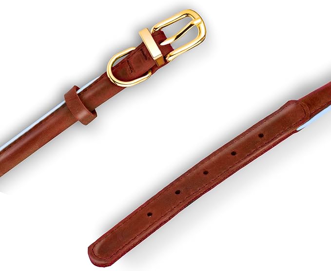 OOPSDOGGY Reflective Rolled Leather Dog Collar Adjustable Soft Padded Pet Collar for Small Medium Large Breed Dogs (Brown, XXL, 20"-24")