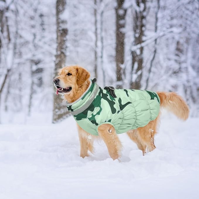 Lelepet Warm Dog Winter Coat Dog Coats for Large Dogs Waterproof Dogs Jacket with Harness Built in Reflective Cold Weather Coats Windproof Zip-Up Winter Fleece Vest Snowsuit Boxer Labrador XL