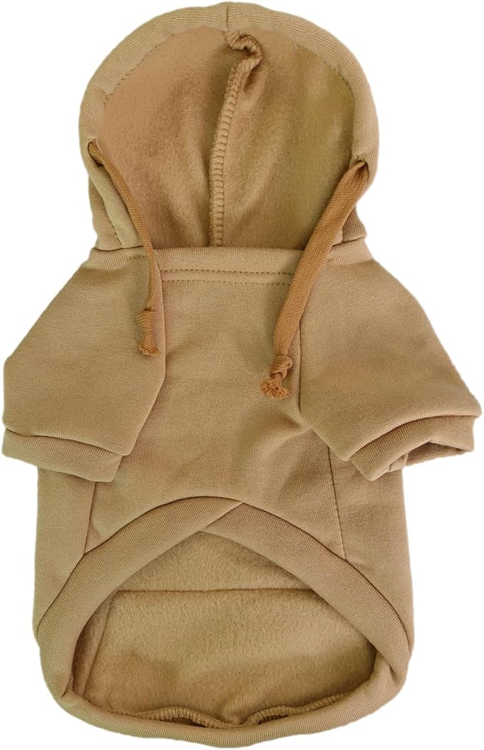 Jecikelon Pet Dog Cold Weather Coat with Pocket Winter Dog Hoodie Warm Puppy Clothes for Small Dogs Chihuahua Clothing (Khaki, X-Small)
