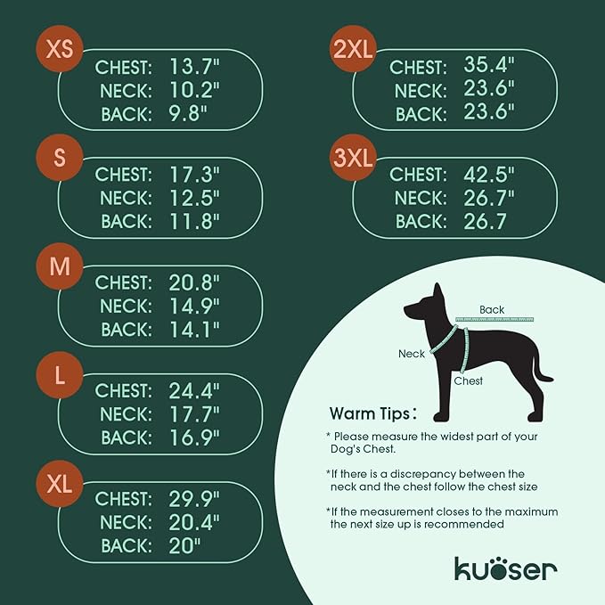 Kuoser Dog Coat Warm Fleece Lining Turtleneck Dog Jacket with Harness Built-in, Adjustable Windproof Cold Weather Coats with Quick Release Buckle Pet Winter Snowsuit for Large Dogs, Khaki XL
