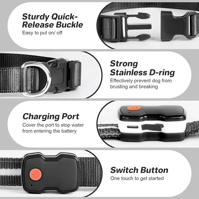 PcEoTllar Light Up Dog Collars, Led Dog Collar, Rechargeable, Night Walking, Waterproof, Glow in The Dark Dog Collars Light for Large Small Medium Dogs, Black l