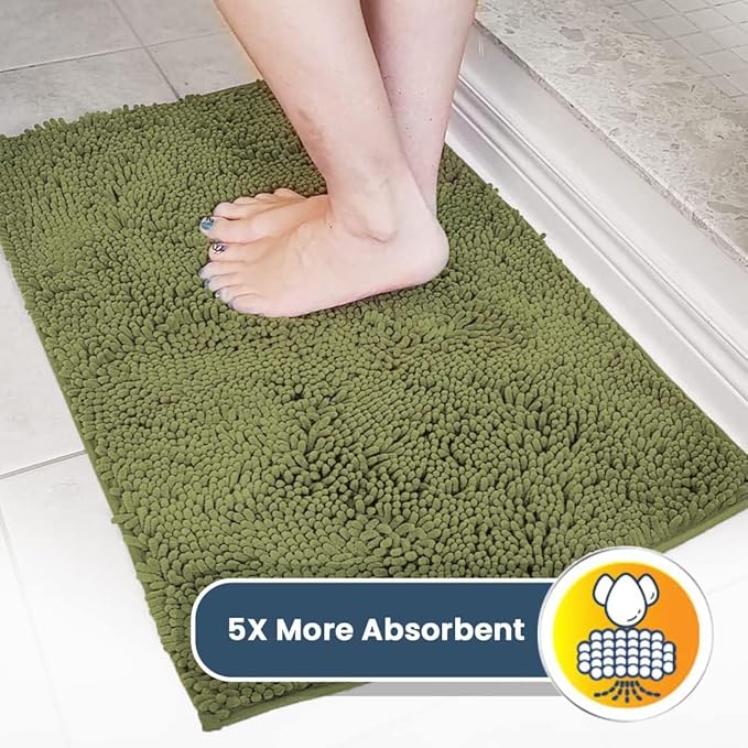 Muddy Mat® Shown on TV – Super Absorbent Door Mat Indoor, Microfiber Quick Dry Chenille Entryway Rug, Non-Slip Front Door Mat, Indoor Mats for Entryway, Machine Washable Pet Rug, Army Green 36"x60"