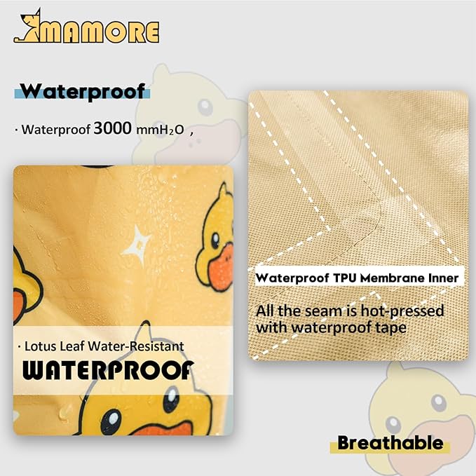 Dog Raincoat,Waterproof Rain Poncho with Hoodie, High Reflective Adjustable Pet Rain Jacket with Leash Hole for Small Medium and Large Dogs (Yellow Duck, X-Small)