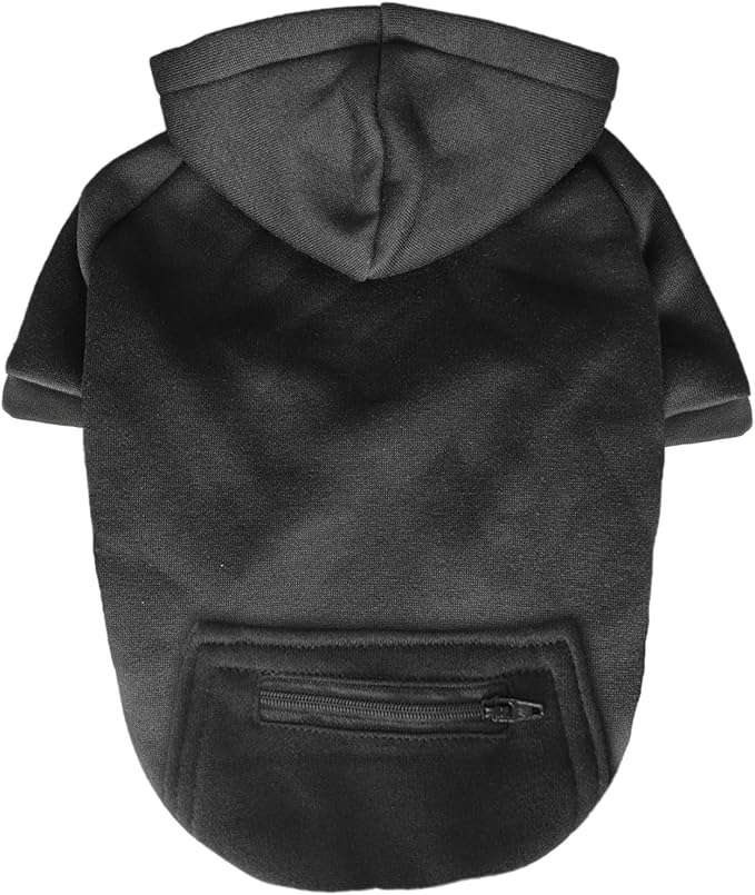 Jecikelon Winter Dog Hoodie Sweatshirts with Pockets Warm Clothes for Small Dogs Chihuahua Coat Puppy Custume Clothing (X-Small, Y02-Black)
