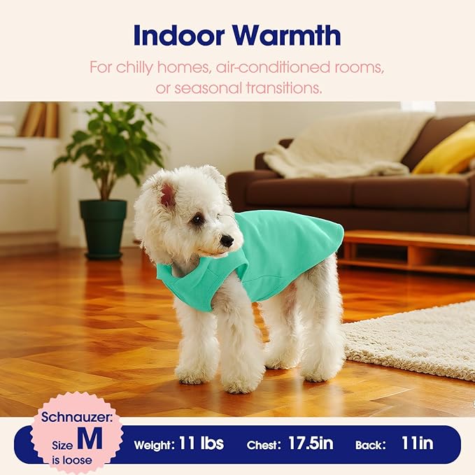 FUAMEY Dog Fleece Vest for Large Dogs,Warm Stretchy Dog Sweatshirts Pullover with Leash Hole Dogs Sweater Soft Pet Turtleneck Cozy Pet Vest Lightweight Sleeveless Cyan XL