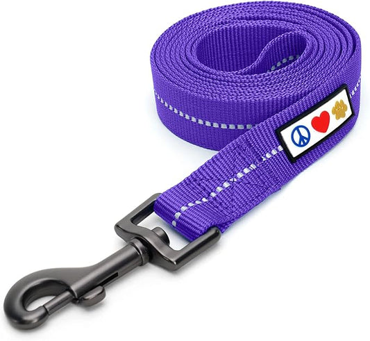 Pawtitas 6 FT Recycled Dog Leash with Reflective Stitched Thread - Purple 6 ft Leash Made from Plastic Bottles Collected from Oceans