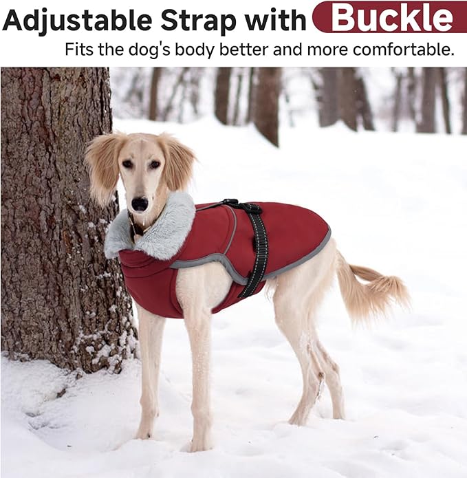 Lelepet Warm Dog Winter Coat Reflective Dog Jacket Fleece Vest Waterproof Windproof Cold Weather Coats with Adjustable Buckle Turtleneck Pet Snowsuit for Small Medium Large Dogs,Boxer,Pitbull,XXL