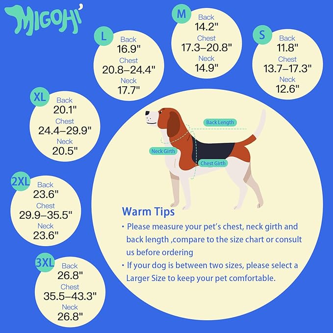 MIGOHI Reflective Waterproof Windproof Coat for Dogs - Cold Weather - Warm Dog Jacket - Reversible Stormguard Winter Vest - Small to Large Sizes (Navy, XL)