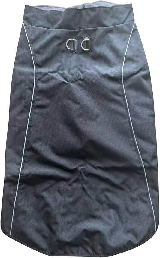 Outdoor Waterproof Dog Jacket for Large Dogs,Doggie Coats with Harness Buitl in D-Ring Warm Fleece Dog Clothes for Cold Winter,Black 3XL