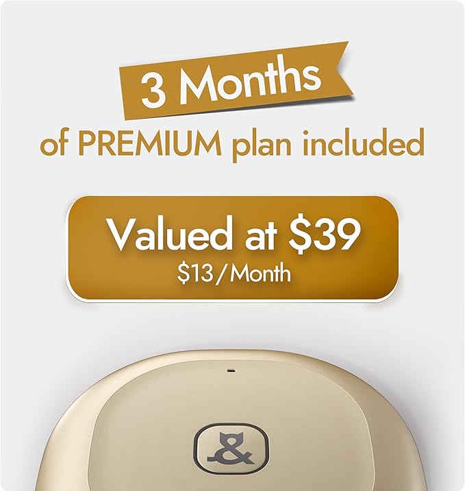 Molly&Cody GPS + Bluetooth Pet Tracker for Cats & Dogs – Real‑Time Tracking, Virtual Fence, IP67 Waterproof, Up to 60‑Day Battery, Health Monitoring, iOS/Android – 3‑Month Subscription Included(White)