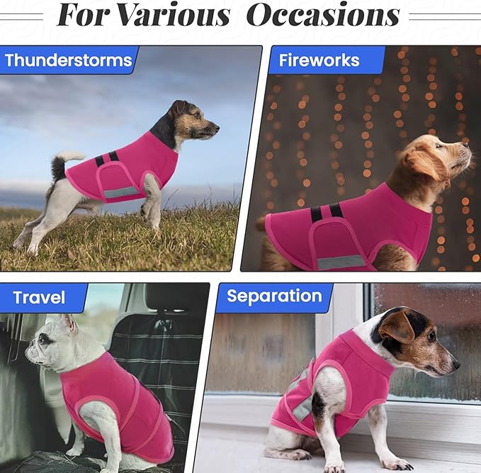 MIGOHI Dog Anxiety Relief Coat,Comfort Anxiety Vest for Dogs,Adjustable Anxiety Calming Wrap for Fireworks,Thunderstorms,Travel, Separation, Dog Anxiety Jacket for Small Dogs,L,Rosered