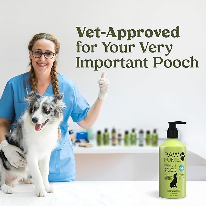 PAWFUME Dog Shampoo and Conditioner, Blue Ribbon, 2-Pack – Nourish & Detangle for a Silky Soft Coat – Probiotic, Deep-Cleaning, pH-Balanced Formula – Puppy Shampoo and Conditioner for All Breeds