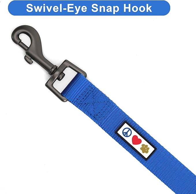 Pawtitas Personalized Dog Leash with Your Pet Name & Phone Number - Custom Engraved Name, 6 ft Long, Blue, Small Puppy Leash