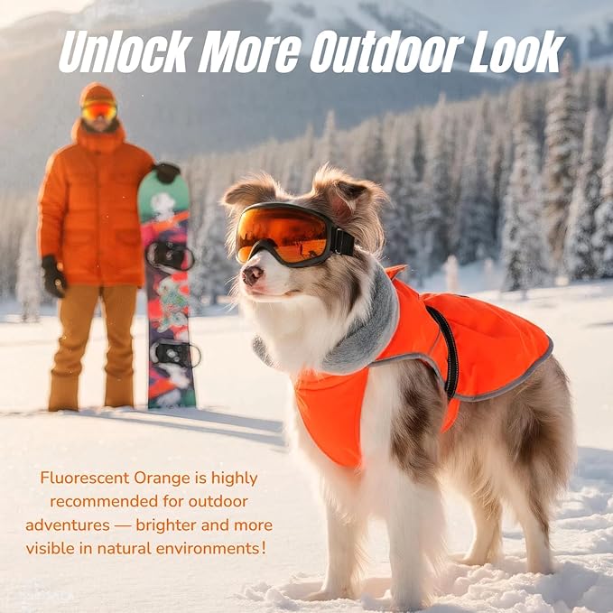 Insulated Outdoor Dog Winter Coat, Puppy Hard Shell Jacket with 2 Layer Warmth, Waterproof Coats for Small Dogs, Tangle-Free Cut Jackets for Cold Weather, Pet Clothes for Chihuahua Yorkie(Orange, XS)