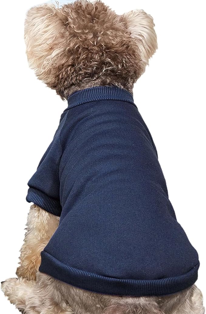 Puppy Sweater for Small Dogs Clothes Warm Winter Cat Clothe Pet Sweatshirt Knitwear Doggie Kitten Clothing (Large, Navy)