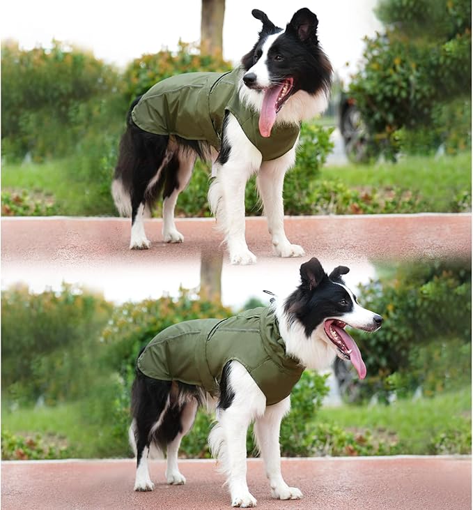 Waterproof Dog Raincoat, Adjustable Lightweight Dog Rain Jacket with Reflective Strip Leash Hole for Small Medium Large Dogs (Green, Small(9-13lb))
