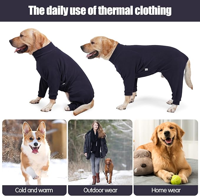 Fleece Dog Sweater for Small Medium Large Dog for Daily Run Walk Sleep Pet Winter Jacket & Windproof Clothes Coat 3XL Navy Blue