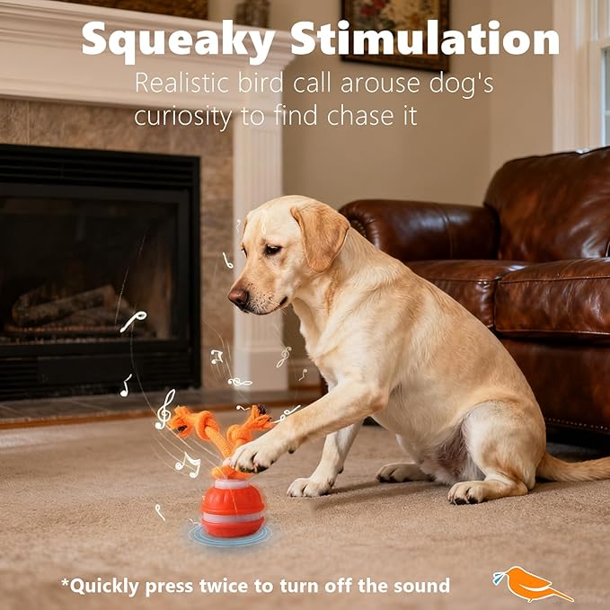 Interactive Dog Toys, Random Path Electric Automatic Moving and Rolling Dogs (Orange)