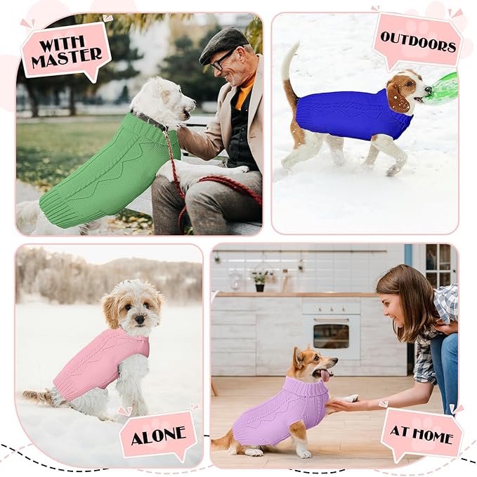 Dog Sweaters for Small Medium Large Dogs Girl, Soft Warm Turtleneck Pup Dogs Shirt, Double Knitting Collar for Outdoor Playing, Warm Dog Clothes