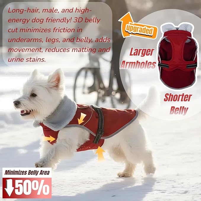 Insulated Outdoor Dog Winter Coat, Relaxed Fit Puppy Hard Shell Jacket with Full-Body Reflective Strips, Waterproof & Lightweight Coats for Tiny Small Dogs, Pet Jackets for Chihuahua Boy Girl(Wine,XS)