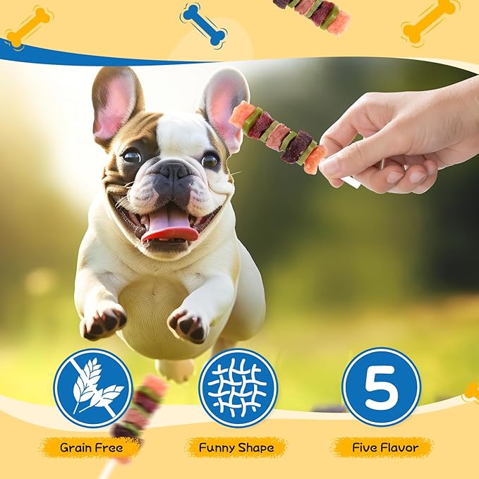 gazeupon Dog Treats, Multi-Flavored Kabobs Treats, High Protein Dog Chews, Made with Real Chicken, Duck, Beef, Rabbit, Salmon