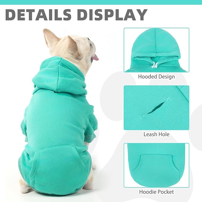 KOOLTAIL Basic Dog Hoodie - Soft and Warm Pet Hoodie Sweater with Leash Hole and Pocket, Dog Winter Coat, Cold Weather Clothes Sweatshirt for Small Medium Large Dogs Puppy Cat Boys Girls Lake Blue XXL