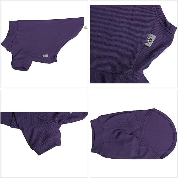 Lovelonglong Ribbed Dog T-Shirt Cotton Knitted Dog Sweaters for All Season Pet T-Shirts for Large Medium Small Dogs Purple 3XL