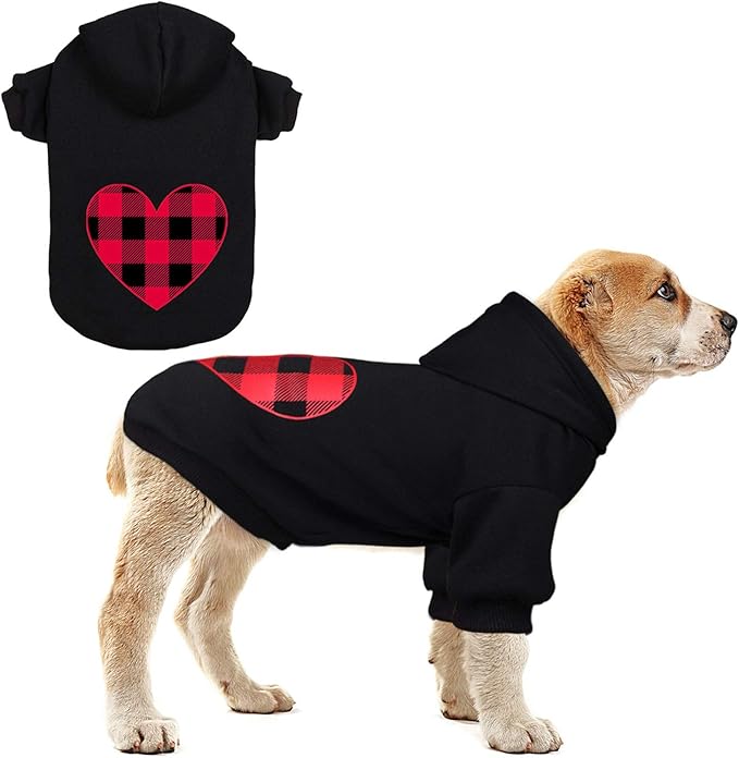 Dog Hoodie Dog Sweaters for Small Dogs Pet Clothes Black Buffalo Plaid Warm and Soft Breathable Cozy(S)