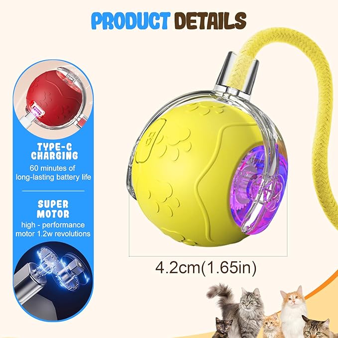Interactive Cat Toy Balls, 2025 New Cat Toys for Bored Indoor Adult Cats Peppy Pet Ball for Cats (Grey)