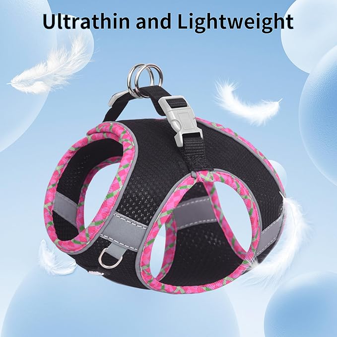 AIITLE Escape-Proof Dog Harness - Extra Soft Jacquard Fabric with Moisture-Wicking Lining, Adjustable Fit for Boston Terrier, Pekingese - Running, Playdates, Outdoor Adventures (Black, L)