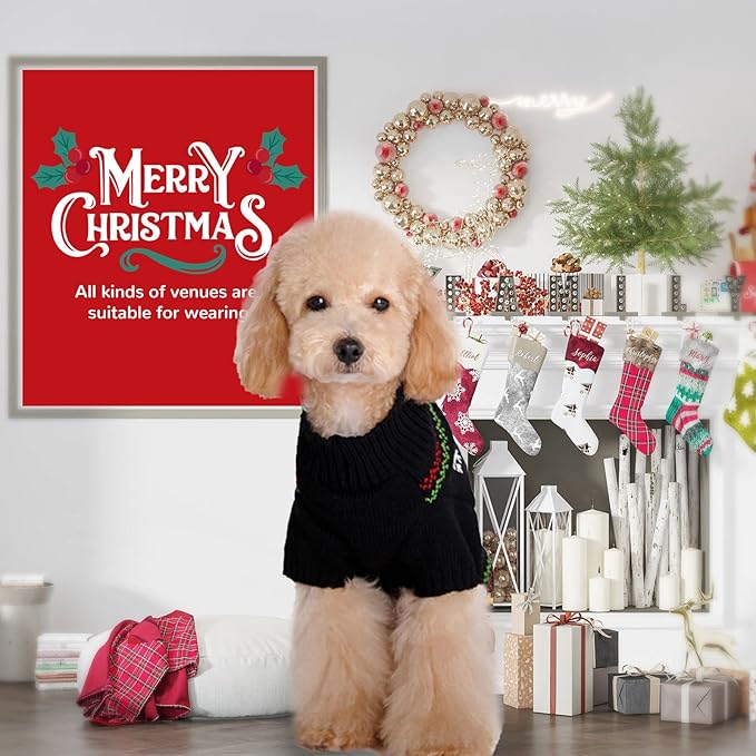 PETCARE Dog Christmas Sweater Black Ugly Funny Cute Cartoon Reindeer Cat Sweaters Jumper Holiday Dog Clothes Puppy Sweaters for Small Medium Large Dogs Fall Winter Outfits Xmas Dogs Costume,XX-Large