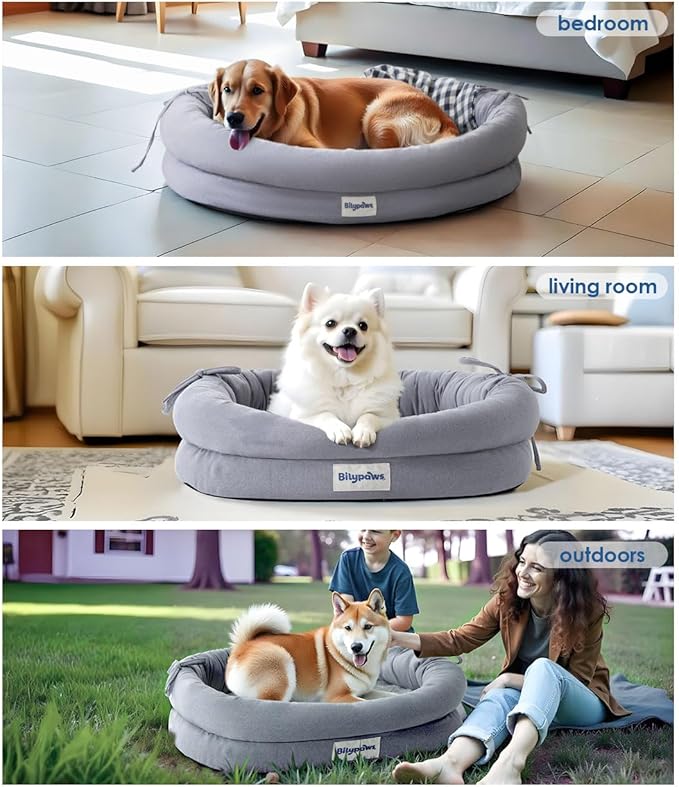 Orthopedic Dog Bed for Large Dogs, Pet Sofa Bed with Egg Crate Foam, 4-Sided Bolster, Removable Washable Cover & Anti-Slip Bottom, X-Large Gray