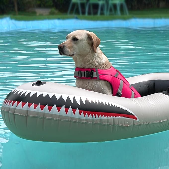 Kuoser Small Dog Life Jacket with Reflective Stripes, Adjustable High Visibility Dog Life Vest for Swimming & Boating, Pink XS