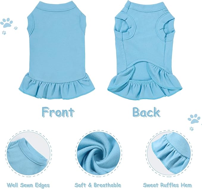 6 Pieces Dog Dresses Shirt Skirt Sleeveless Dress Breathable Pet Shirts with Ruffles Puppy Sundress Outfits for Dogs and Cats (M Size)