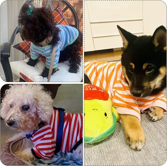 Geyoga 6 Pieces Dog Striped T-Shirt Cotton Breathable Pet Apparel Colorful Puppy Sweatshirt Clothes for Small to Medium Dogs Puppy(M)