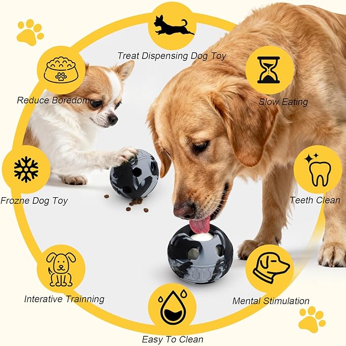 IFOYO Frozen Treat Dog Toy Ball for Small to Medium Dogs, Silicone Enrichment Dog Toys to Keep Them Busy, Reduce Anxiety, Puzzle Treat Dispensing Dogs Toys for Slow Food Training, Easy to Clean