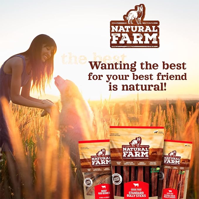 Natural Farm Odor Free Bully Sticks Ring Shaped (3-4 Inch, 10 Pack) - 100% Beef Chews for More Engagement & Fun, Grass-Fed, Non-GMO, Fully Digestible - Best for Small & Medium Chewers