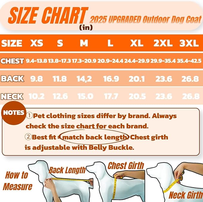 Insulated Outdoor Dog Winter Jacket, Hard Shell Pet Coat with 2 Layer Warmth, Waterproof & Lightweight Coats for Medium Dogs with Leash Portal, Durable 3D Belly Cut Jackets for Dachshund (Orange, M)