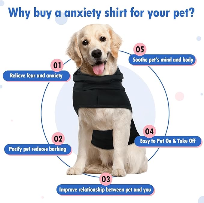 X-Large Dog Calming Shirt Adjustable with Chest,Sleeveless Lightweight for Walking | Separation Anxiety Vest for Fear of The Environment,Soft Breathable for All-Seasons(Black)