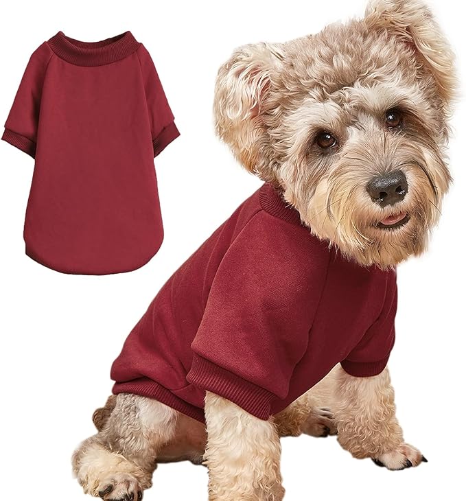 Puppy Sweater for Small Dogs Clothes Warm Winter Cat Clothe Pet Sweatshirt Knitwear Doggie Kitten Clothing, Wine, X-Large