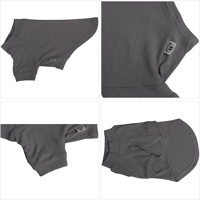 Lovelonglong Ribbed Dog T-Shirt Cotton Knitted Dog Sweaters for All Season Pet T-Shirts for Large Medium Small Dogs Dark Gray 2XL