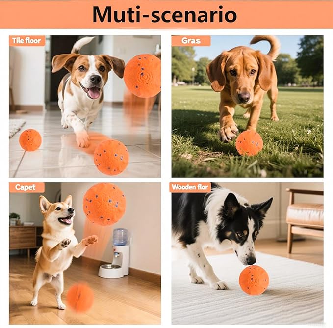 2025 Upgraded Interactive Dog Toys for Aggressive Chewers,E-TPU Interactive Dog Balls Moving Dog Toys to Keep Them Busy,Dog Chew Toys for Dogs,Automatic Rolling Activated Dog Toy Ball Pet Supplies