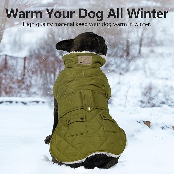 KYEESE Dog Coat Soft Pet Sweater for Cold Weather Windproof Dog Coats for Small Dogs Waterproof Dogs Jacket with Fleece Lined Thick Cat Clothes with Pocket Warm Pet Winter Puffer Coat with Leash Hole